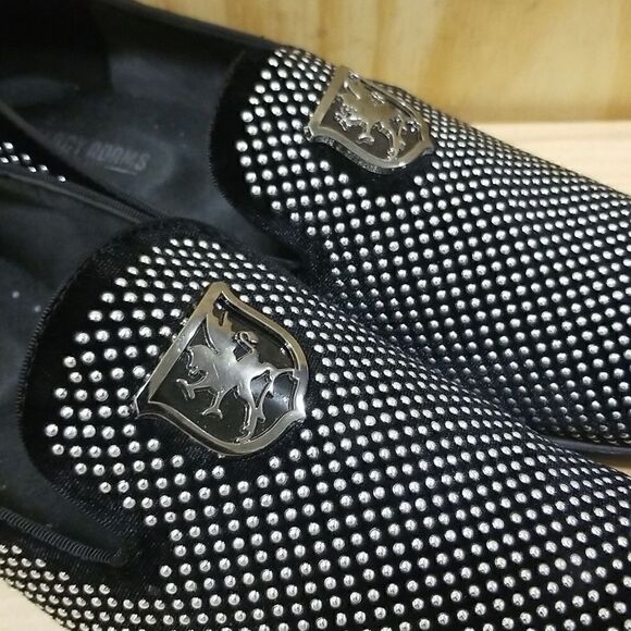 Men\'s Stacy Adams Swagger Studded Black/Silver Slip On Dress Shoes size 14 main image 8